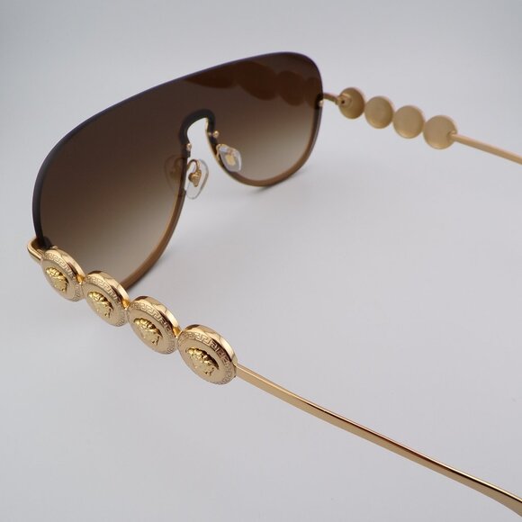 VERSACE Gold Gradient Semi Rimless Shield Shades, Medusa Logo Single Lens VE2215 main image 4